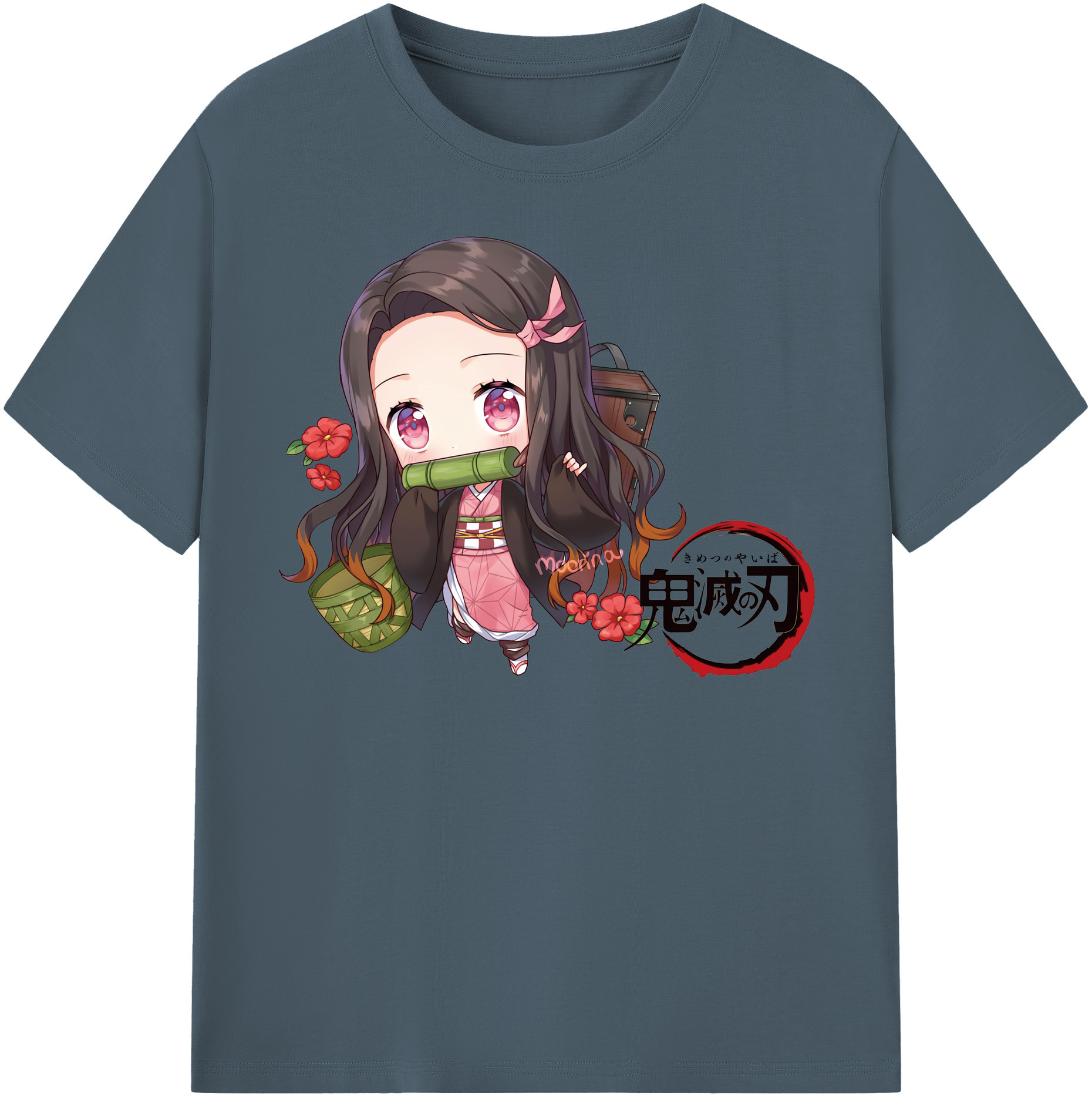 （画像用） 鬼滅の刃（きめつのやいば）竈門 禰󠄀豆子／かまど ねずこ Kamado Nezuko 綿100％半袖Tシャツ（フロントプリント）